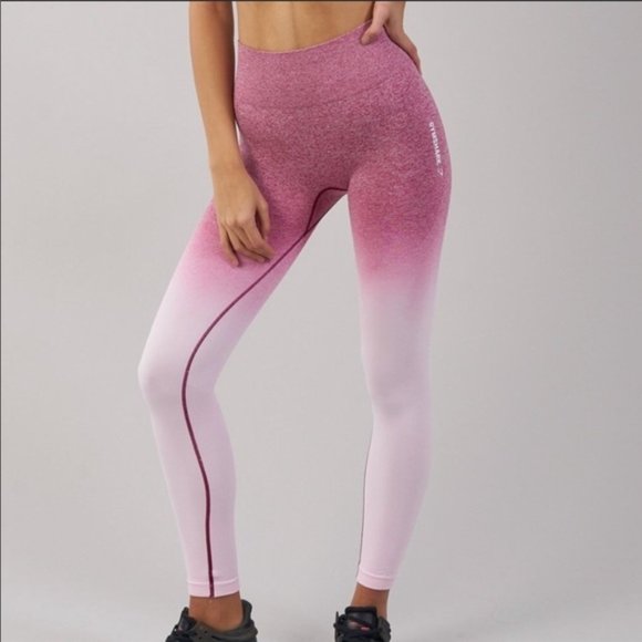 Gymshark Pants - Gymshark Ombre Seamless Leggings - Chalk Pink/Beet